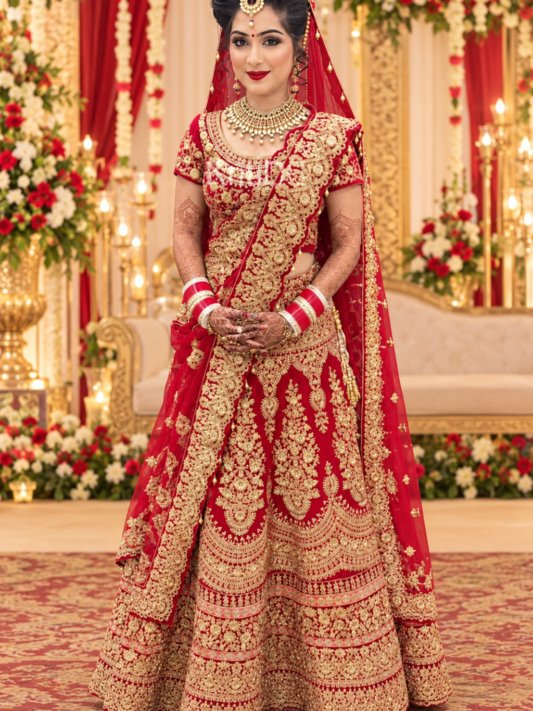Stylish Red Colour Bridal Lehenga – view 8