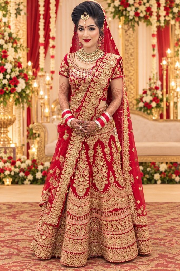 Stylish Red Colour Bridal Lehenga