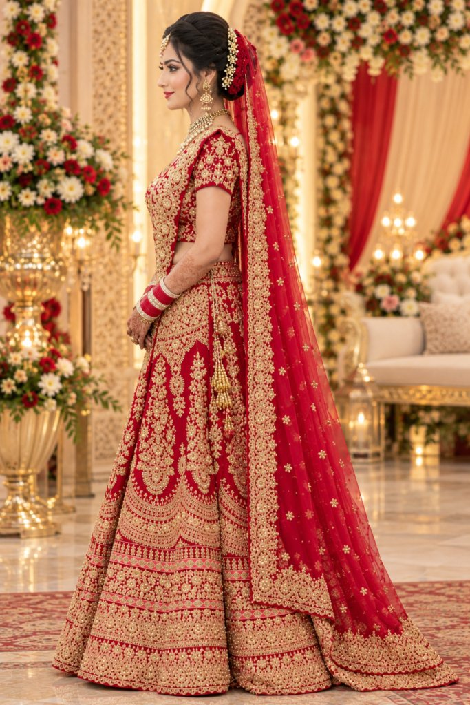 Stylish Red Colour Bridal Lehenga