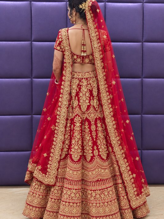 Stylish Red Colour Bridal Lehenga – view 6