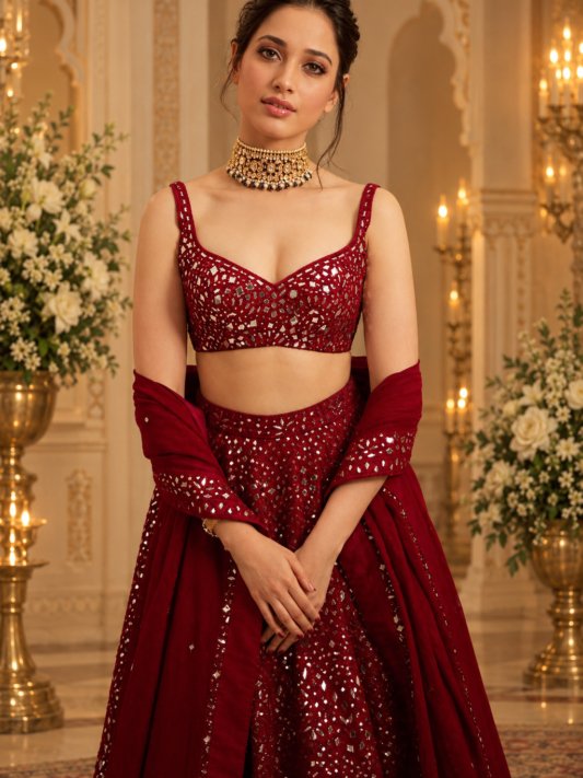 Tamannaah Bhatia Designer Lehenga With Mirror Work