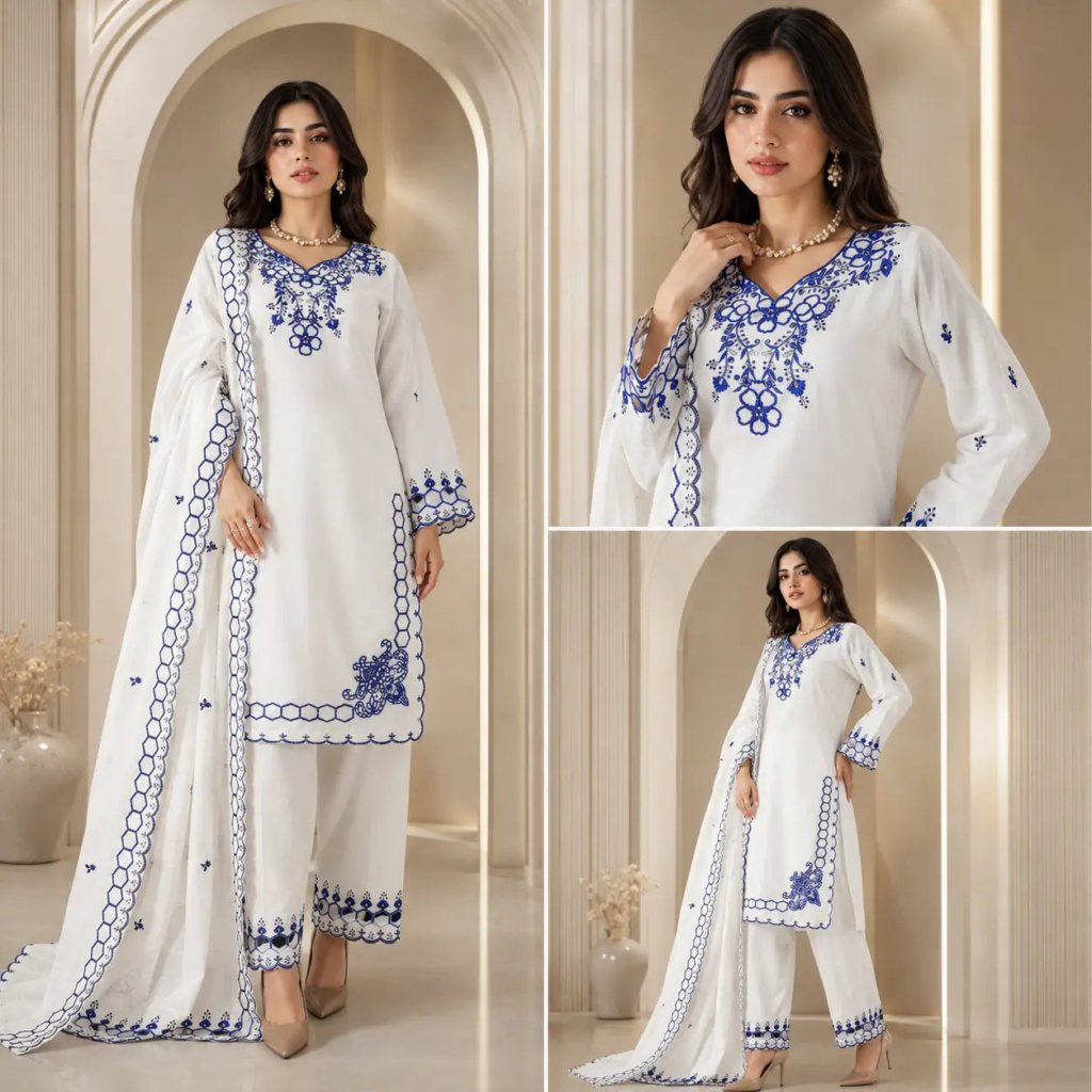 Chanderi Embroidered Farshi Salwar Suit with Dupatta for Festive Formal Casual Wear