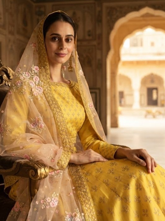 Haldi Rasam Lehenga Set With Zardosi Sequins Choli And Dupatta – view 6