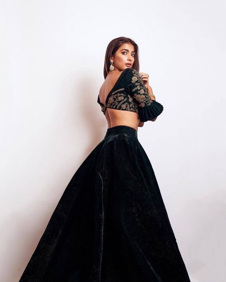 Pooja Hegde Collection Velvet Lehenga