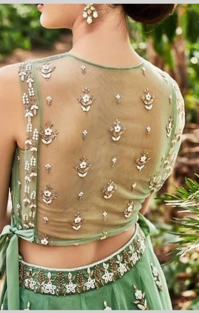 Glossy Light Green Colour Crop Top Lehenga Choli