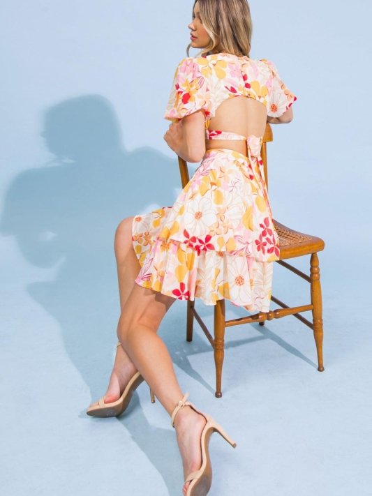 MAGICAL FLORALS WOVEN MINI DRESS