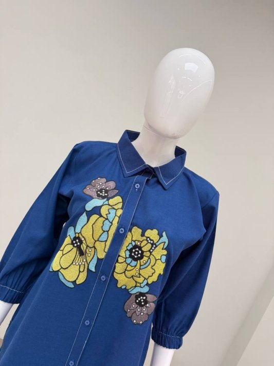 Soft Denim Co-Ord Set With Elegant Floral Embroidery – view 13
