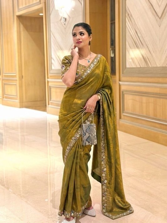 Party Wear Fendy Satin Silk Saree – view 10