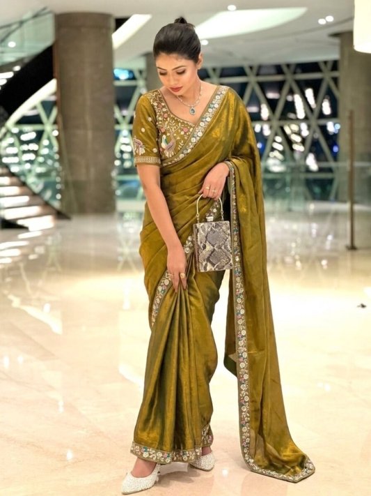Party Wear Fendy Satin Silk Saree – view 9