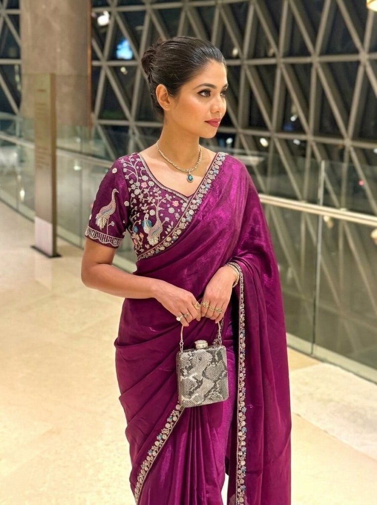 Party Wear Fendy Satin Silk Saree