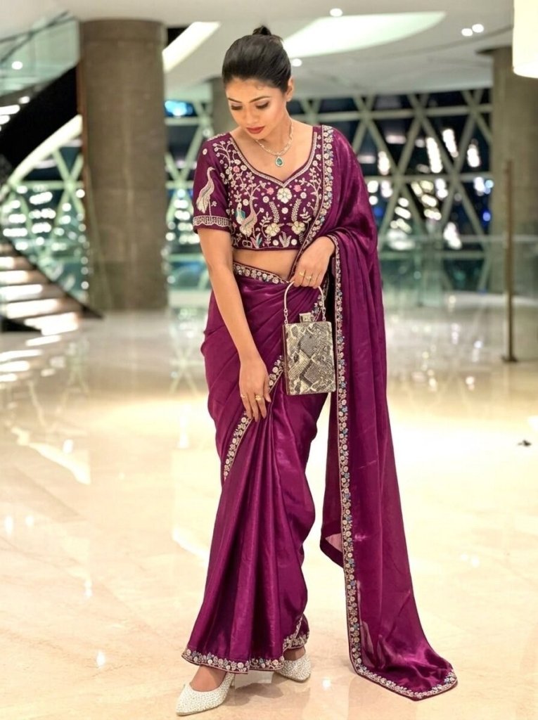 Party Wear Fendy Satin Silk Saree
