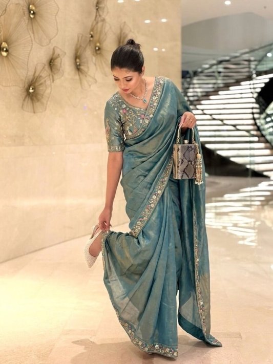 Party Wear Fendy Satin Silk Saree – view 6