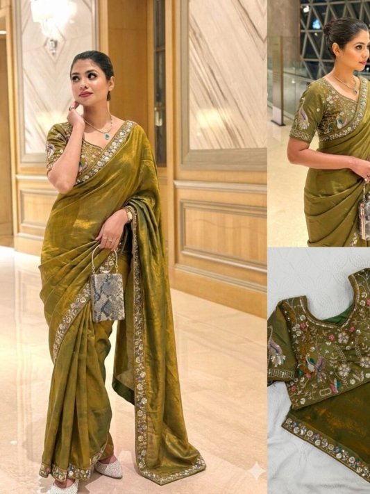 Party Wear Fendy Satin Silk Saree – view 15