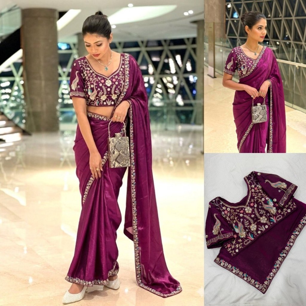 Party Wear Fendy Satin Silk Saree