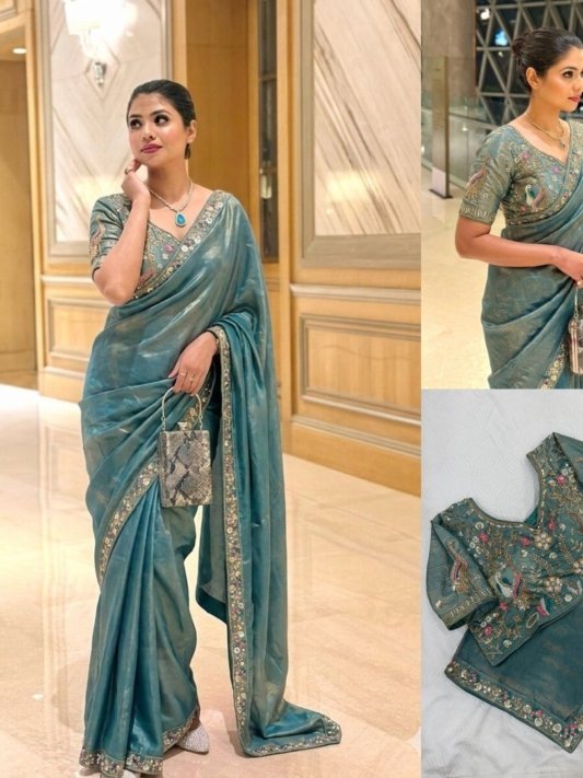 Party Wear Fendy Satin Silk Saree – view 13