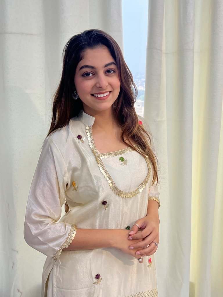 KURTI PALAZZO SET CREAM SILK