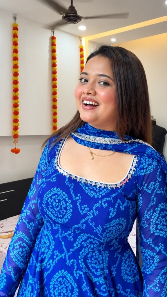Blue Bandhani Anarkali Suit Set