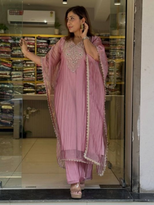 Plazo Wear Salsa Crush Silk Kaftan
