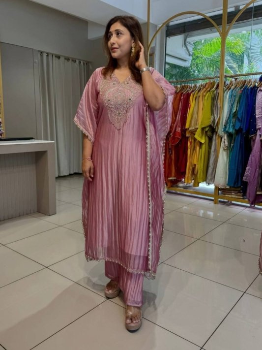 Plazo Wear Salsa Crush Silk Kaftan