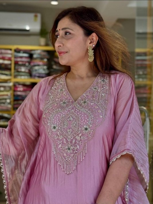 Plazo Wear Salsa Crush Silk Kaftan
