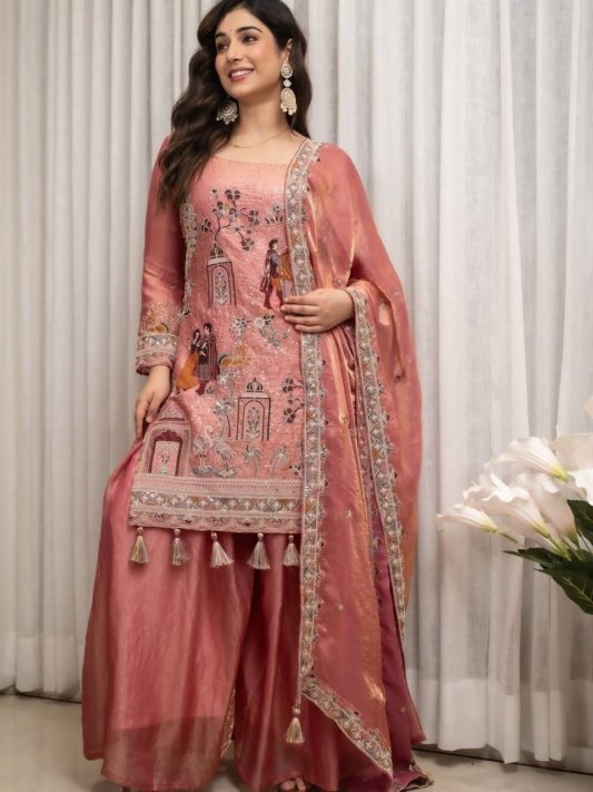 Salwar Suit Super Pink Fendy Silk Sequence Work