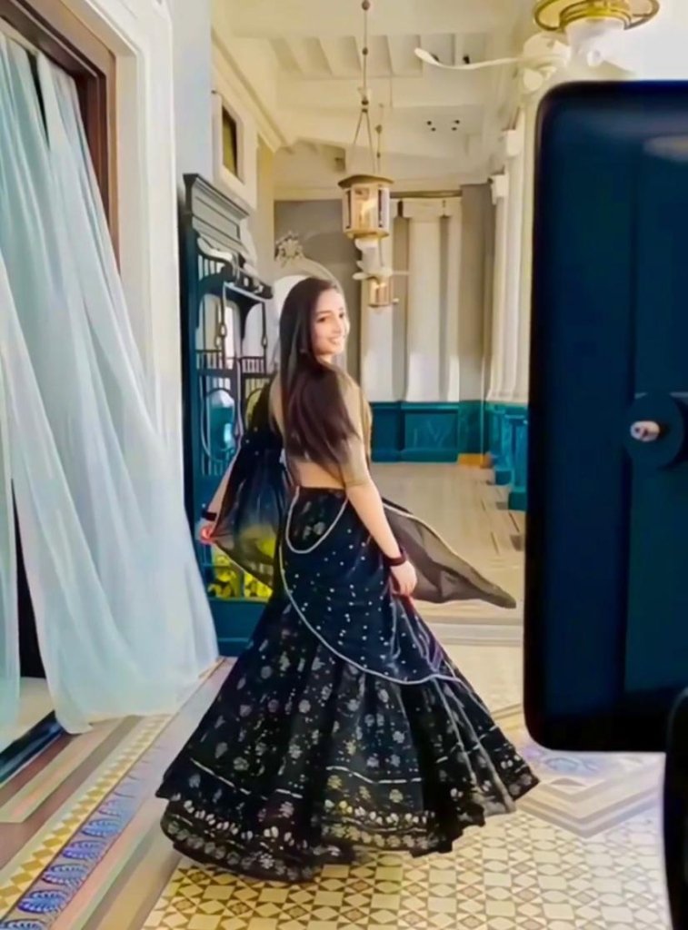 Embroidered Mirror Work Semi-Stitched Lehenga & Unstitched Blouse Tassels