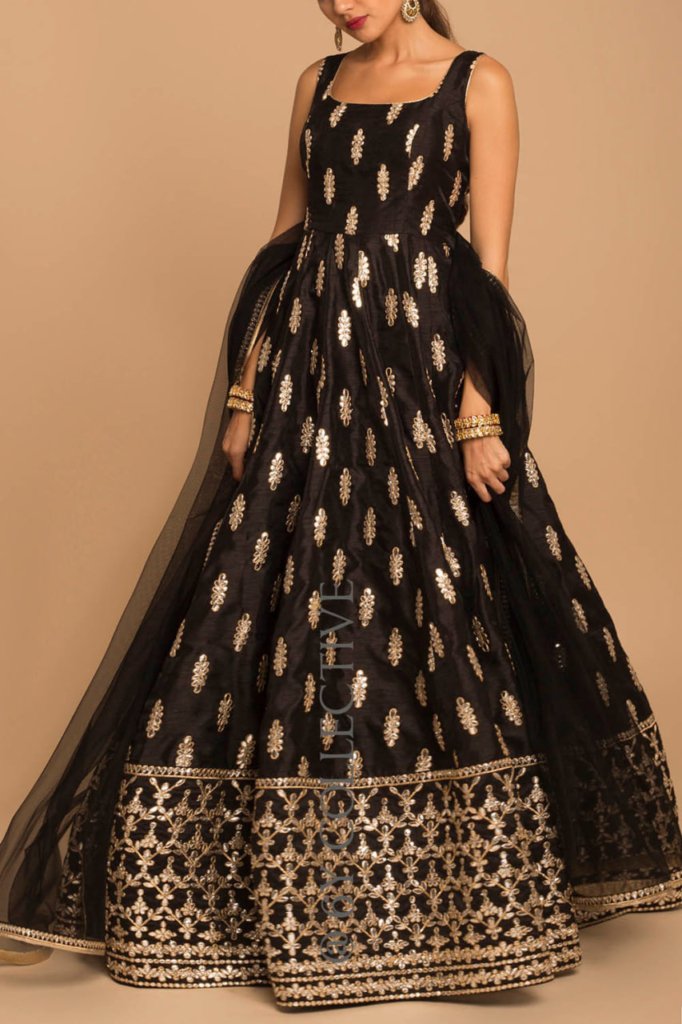 Royal Pretty Black Color Design Silk Gown