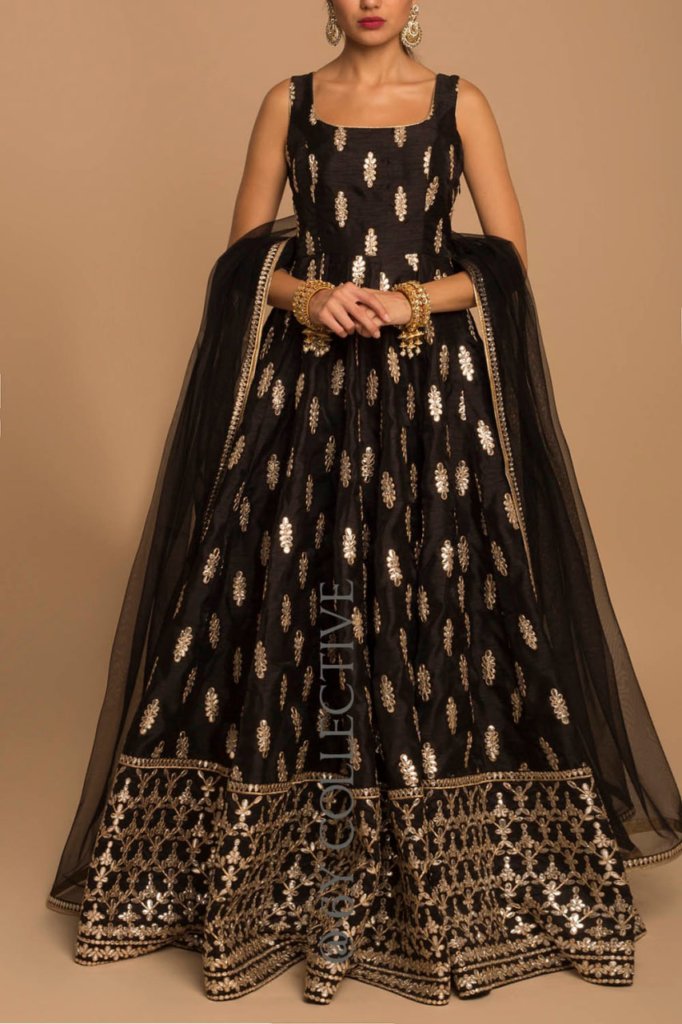 Royal Pretty Black Color Design Silk Gown