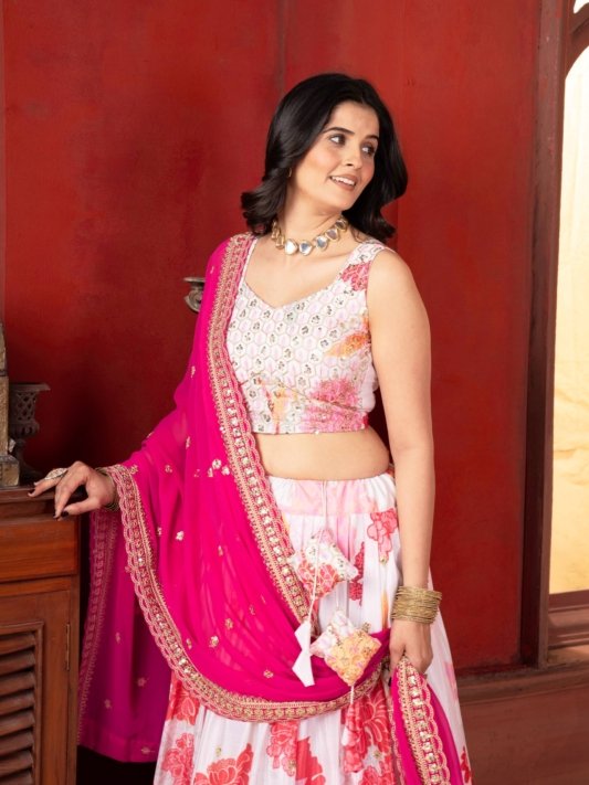 Premium Pink Lehenga Choli Set with Dupatta