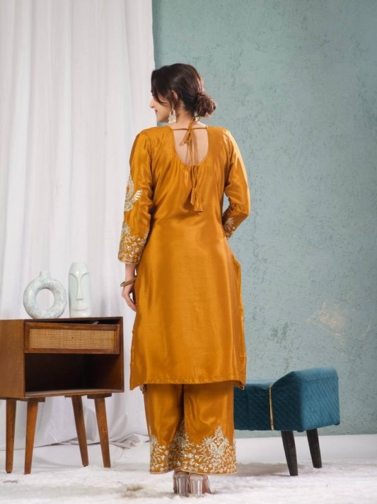 Premium Heavy Embroidered Kurta, Palazzo & Dupatta Set – view 12