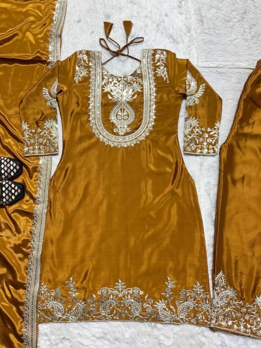 Premium Heavy Embroidered Kurta, Palazzo & Dupatta Set – view 13