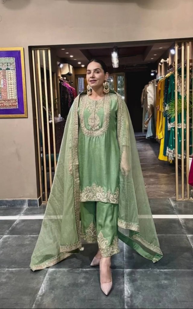 Premium Heavy Embroidered Kurta, Palazzo & Dupatta Set