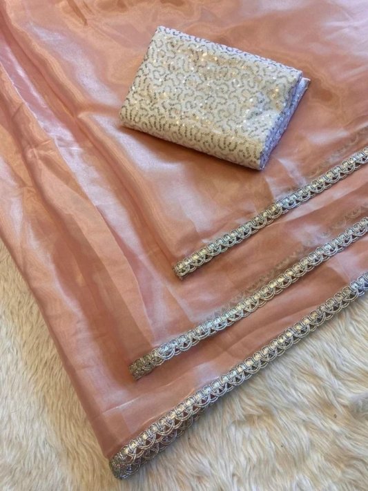 Bollywood Style Multi Color Organza Silk Ready To Wear Saree With Blouse – view 12