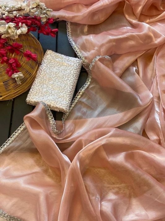 Bollywood Style Multi Color Organza Silk Ready To Wear Saree With Blouse – view 11
