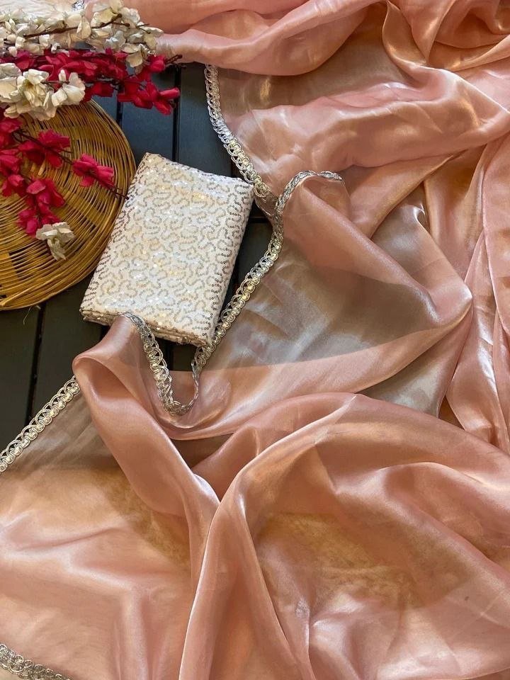 Bollywood Style Multi Color Organza Silk Ready To Wear Saree With Blouse