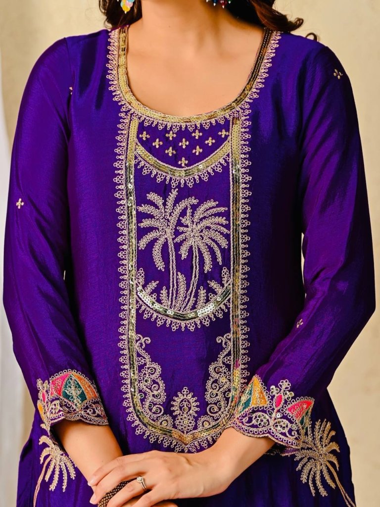Royal Purple Designer Party Wear 3-Piece Suit