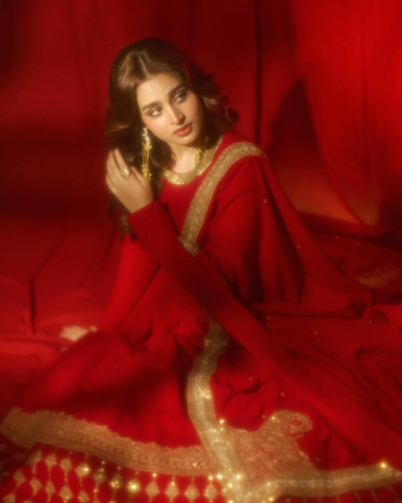 Ayesha Khan Anarkali Dress in Red Vichitra Silk Embroidery for Party