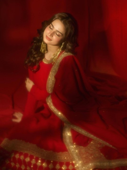 Ayesha Khan Anarkali Dress in Red Vichitra Silk Embroidery for Party – view 8