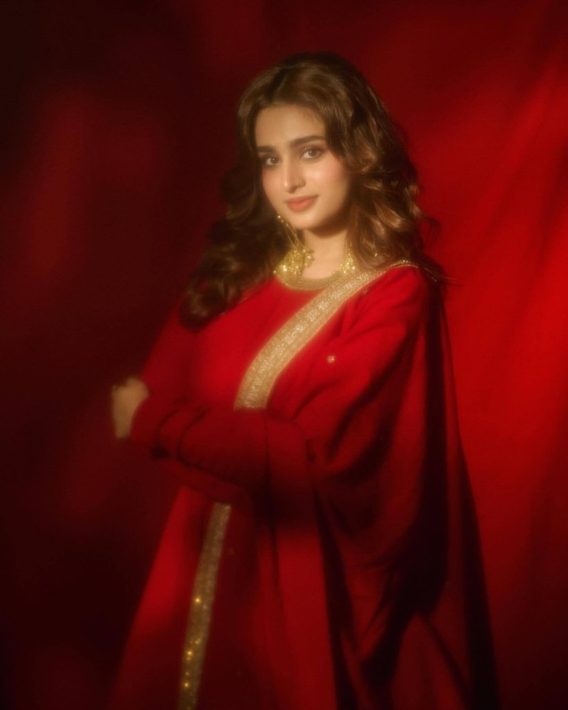Ayesha Khan Anarkali Dress in Red Vichitra Silk Embroidery for Party