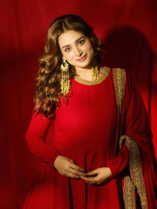 Ayesha Khan Anarkali Dress in Red Vichitra Silk Embroidery for Party