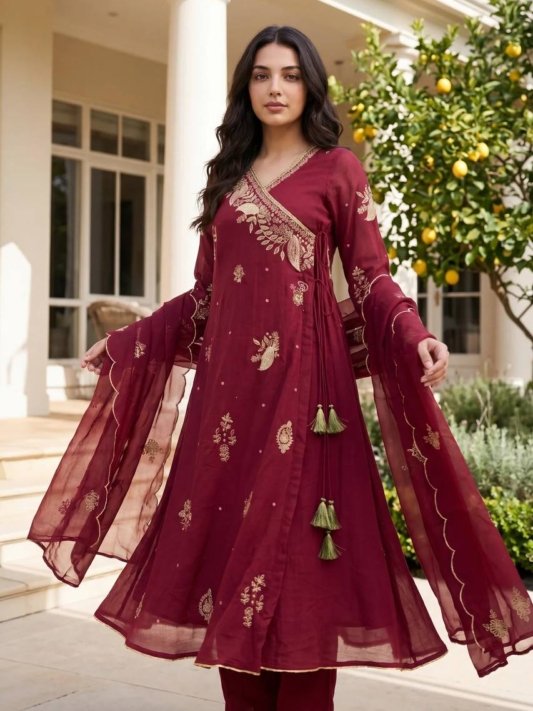 Royal Wine Embroidered Suit