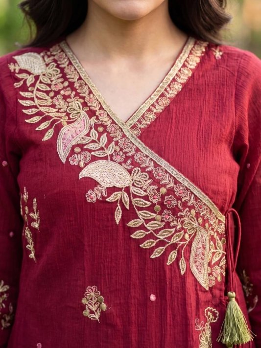 Royal Wine Embroidered Suit – view 12