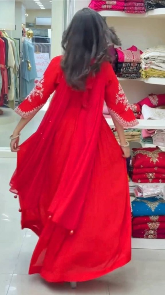 Pure Chinnon Hand-Embroidered Gown —  Festive & Wedding Collection