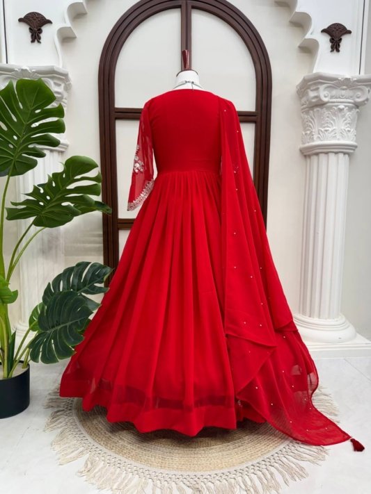 Pure Chinnon Hand-Embroidered Gown —  Festive & Wedding Collection – view 10
