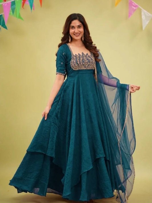 Premium Layered Gown with Dupatta – Wedding & Festive Collection 2026