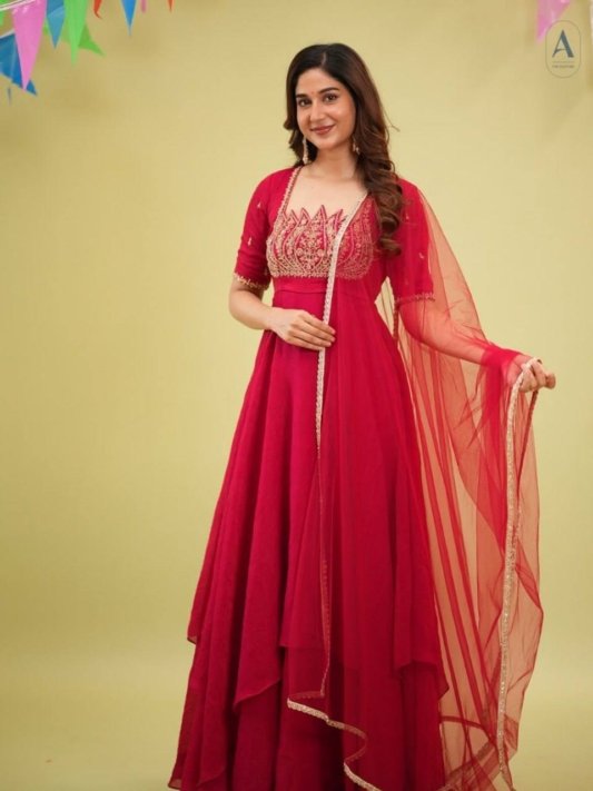 Premium Layered Gown with Dupatta – Wedding & Festive Collection 2026