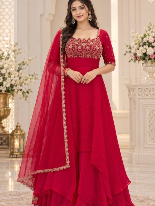 Premium Layered Gown with Dupatta – Wedding & Festive Collection 2026 – view 12