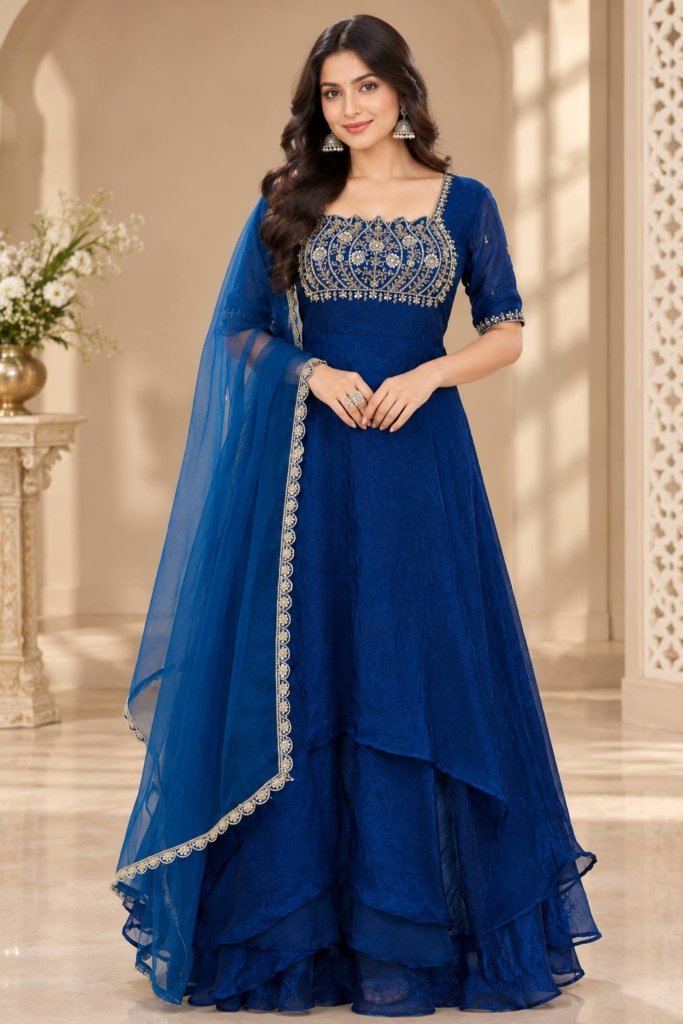 Premium Layered Gown with Dupatta – Wedding & Festive Collection 2026