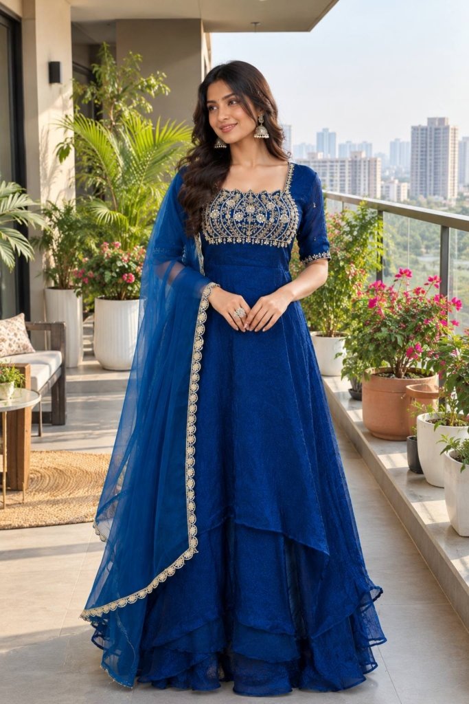Premium Layered Gown with Dupatta – Wedding & Festive Collection 2026