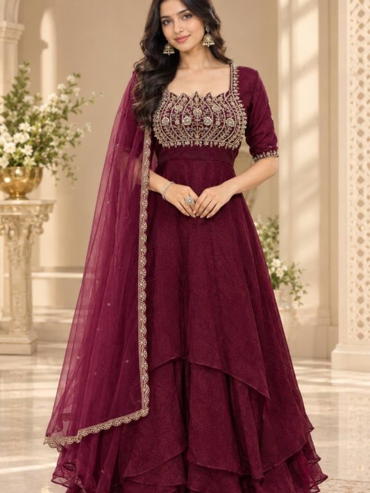 Premium Layered Gown with Dupatta – Wedding & Festive Collection 2026 – view 6